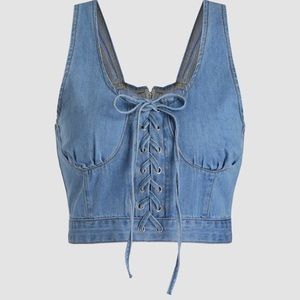 Lace Up Denim Top
